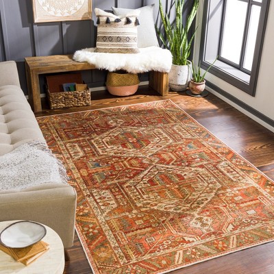 St David Burnt Orange Synthetic Fur Washable Oriental Rug 2'6" x 4'
