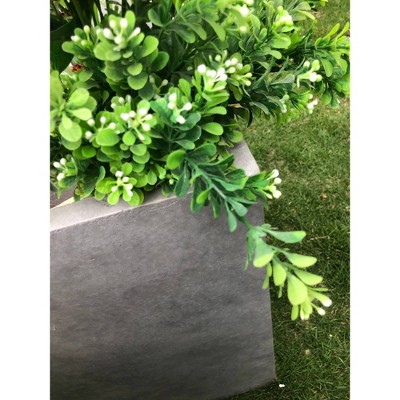 Large Rectangular Gray Lightweight Concrete Outdoor Planter