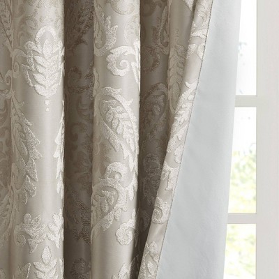 Champagne Jacquard Paisley Blackout Grommet Window Panel, 50" x 95"