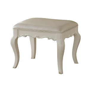 Royal Hampton Style Wood and Leatherette Vanity Stool with Padded Seat, White - 1 of 1