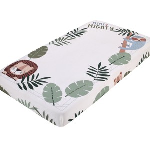 NoJo Jungle Paradise Mini & Mighty Green, Gray and White Lion, Sloth, and Leopard 100% Cotton Photo Op Fitted Crib Sheet - 1 of 4