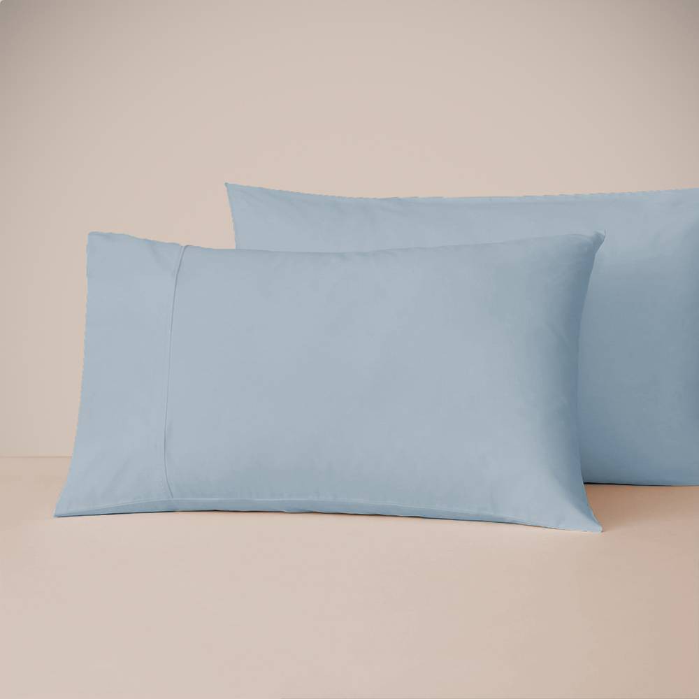 Photos - Pillowcase Standard 600 Thread Count  Set Light Blue - Eucalypso: Lyocell Sateen, Machine Washable, Envelope Closure