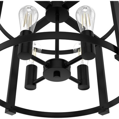 Astwood Matte Black 18" Drum Chandelier with Art Deco Detailing