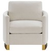 Fabric Upholstered Curved Track Arm Chair with Plush Cushioning and Gold-Finished Stainless Steel Legs - 4 of 4