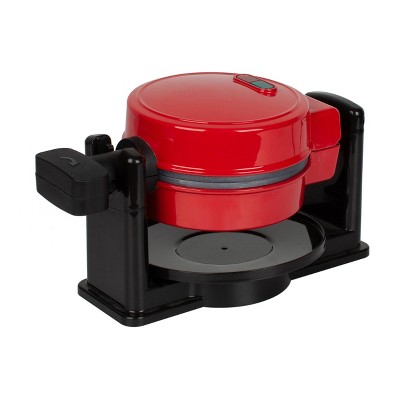 Red Non-Stick Rotating Belgian Style Waffle Maker