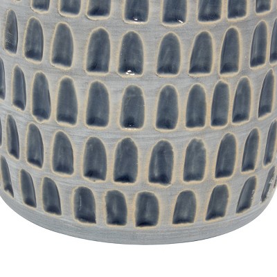 Gray Ceramic Patterned Urn-Shaped Table Vase Set