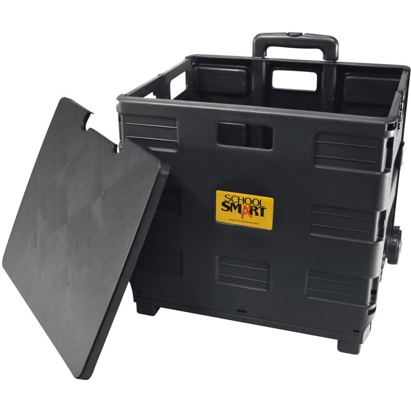 School Smart Folding Storage Cart on Wheels, Large, 16-1/4 x 13 x 13-1/2 Inches, Black, 6 of 9