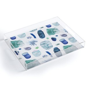 Ninola Design Blue Minimal Strokes Abstract Acrylic Tray - Deny Designs - 1 of 4
