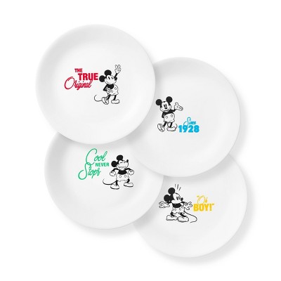 Corelle Disney Mickey Mouse 8.5" 4pk Glass Lunch Plates