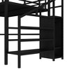 Okak Queen Metal High Loft Bunk Bed with L-shaped Desk & USB Heavy Duty Bedframe with Wardrobe & Adjustable Shelf LED for Adults Teens Kids, Black - 4 of 4
