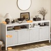 White Fluted Storage Cabinet, 65in Wide Sideboard Buffet Cabinet with Adjustable Shelves and Golden Handles, Accent Coffee Bar Cabinet for Kitchen - 3 of 4