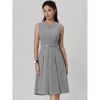 INSPIRE CHIC Women's Round Neck Sleeveless Zip Front Belted Fit Flare Work Dresses - 2 of 4
