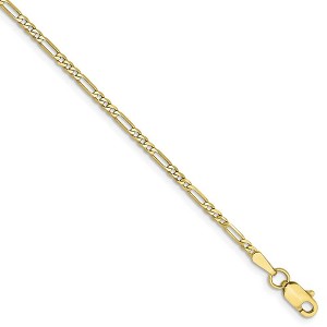 Black Bow Jewelry 1.75mm, 10k Yellow Gold, Solid Concave Figaro Chain Bracelet - 1 of 4