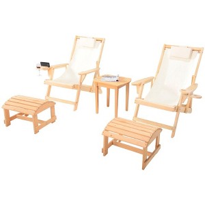Jiallo Romantic Collection Canvas Sling Chair with Cup and Wine Holder and Ottoman (Set of 5) - 1 of 4