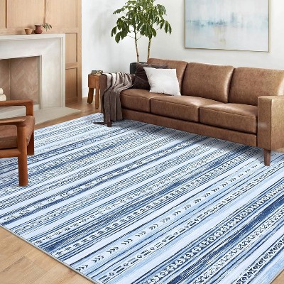 Large Washable Area Rug, Grey Ultra-Soft Low Pile Vintage Distressed Carpet, Non-Slip Foldable Indoor Rug for Living Room Bedroom Dining