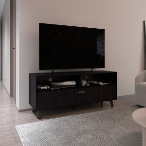 54" Wengue TV Stand with Storage Cabinets, Open Shelf, and Sleek Low-Profile Design for Living Room and Bedroom - 1 of 4