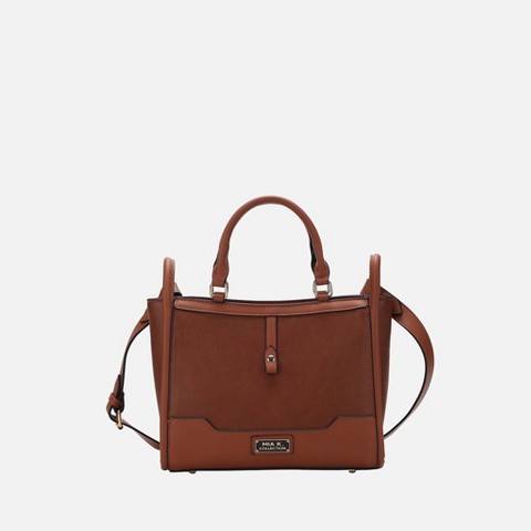 MKF Collection Tote Bag Structured Satchel Top Handle, Melody | MKF Collection by Mia K - Brown