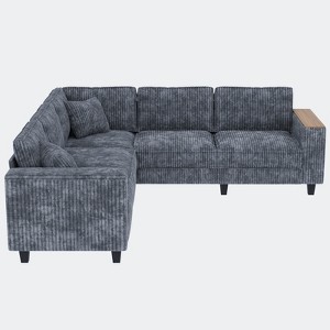 Christopher Knight Home Walter Modern 97''Corduroy L Shaped Sectional Sofa with Armrest Storage - 1 of 4