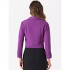 INSPIRE CHIC Women's Regular Fit Notched Lapel Ruched Sleeve Business Crop Blazer - 4 of 4