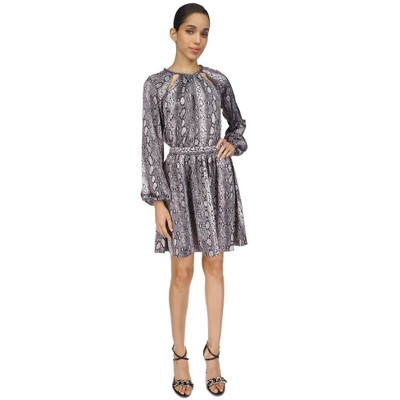 Michael Kors Womens Snakeskin Printed Chain Neck Cocktail Dress