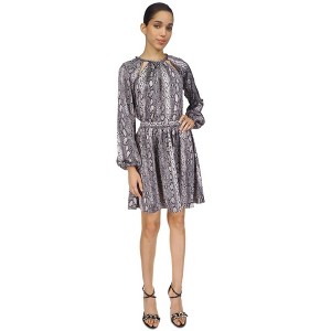 Michael Kors Womens Snakeskin Printed Chain Neck Cocktail Dress - 1 of 1