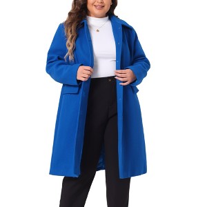 Agnes Orinda Women's Plus Size Peter Pan Collar Single Breasted with Pockets Long Winter Pea Coats - 1 of 4