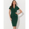 INSPIRE CHIC Women's Short Sleeve Blazer Jacket Pencil Skirt Business Suit Set 2 Pcs - 2 of 4