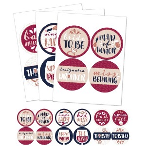 Big Dot of Happiness Vino Before Vows - Winery Bridal Shower or Bachelorette Party Funny Name Tags - Party Badges Sticker Set of 12 - 1 of 4