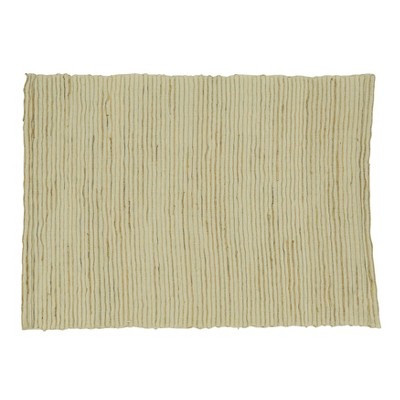 Beige Water Hyacinth and Polyester Rectangle Placemats, Set of 4