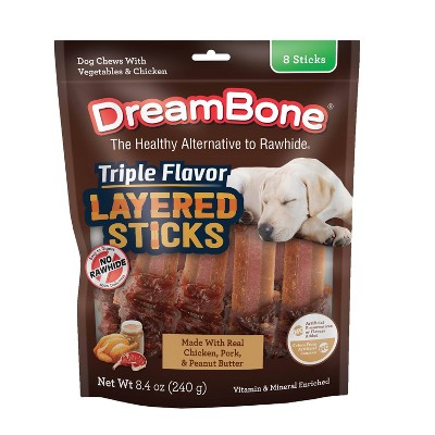 Dreambone Layered Dog Treat Sticks With Pork Chicken Peanut Butter Flavor 8.4oz Target