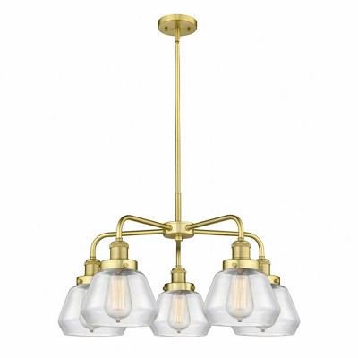 Fulton - 5 Light Stem Hung Chandelier In Art Deco Style-13.5 Inches Tall and 24.5 Inches Wide