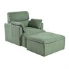 Gulches Oversized Accent Chair with Storage Ottoman, Dark Green Snowflake Velvet Wide Lounge Chair - 2 of 4