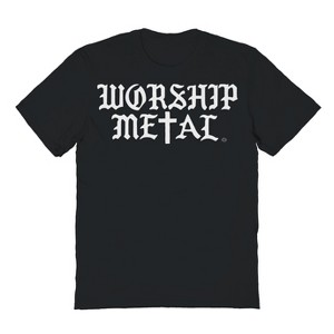 Rerun Island Men's Worship Metal Halloween Short Sleeve Graphic Cotton T-Shirt - 1 of 2