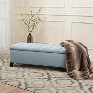 CAVINAS Polyester Storage Ottoman Bench with Button Tufted Diamond Stitch,Upholstered Storage Ottoman,Storage Benches for Living Room - 1 of 4