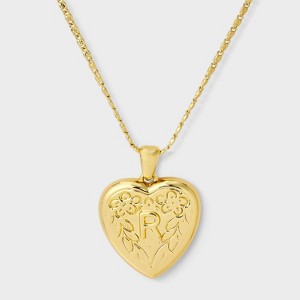 14K Gold Dipped Heart Charm Initial Necklace - A New Day™ Gold - 1 of 4