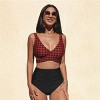 Women's Houndstooth Print Swim Top & Ruched High Rise Bikini Bottom Two-Piece Bikini Sets - Cupshe - 3 of 4