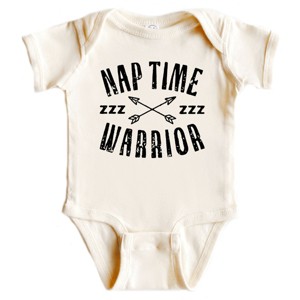 The Juniper Shop Nap Time Warrior Baby Short Sleeve Bodysuit - NB - Natural - 1 of 4