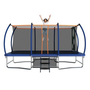 BestParts 10x16FT Rectangle Trampoline with Safety Net, Ladder & Soccer Basket – Blue Steel Frame - 1 of 4