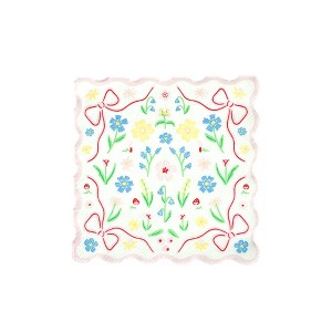 Daydream Society - Bunnies In The Garden Pink Floral Petite Napkins - Pack of 16 Paper Napkins - 1 of 3