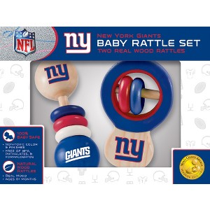 Baby Fanatic Wood Rattle 2 Pack - NFL New York Giants Baby Toy Set - 1 of 4