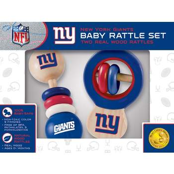 Baby Fanatic Wood Rattle 2 Pack - NFL New York Giants Baby Toy Set