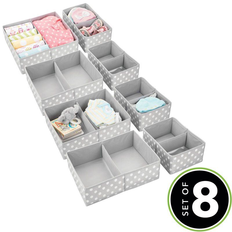 mDesign Fabric Nursery Divided Drawer Storage Bin, 2 of 10