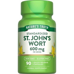 Nature's Truth St Johns Wort 600mg | 90 Capsules | Standardized Extract | Non-GMO & Gluten Free Supplement - 1 of 4