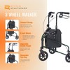 Rhythm Healthcare Rally Lite Aluminum 3-Wheel Folding Walker with Tote, Green - 2 of 4