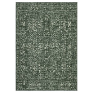 Washable Vintage Foral Rug Non Slip Low Pile Rug Soft Retro Throw Floor Cover Foldable Indoor Carpet for Living Room Bedroom Playroom Nursery - 1 of 4