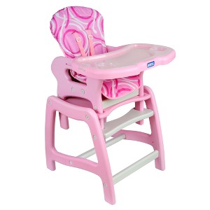 Badger Basket Pink High Chair with Play Table Conversion, Pink/White