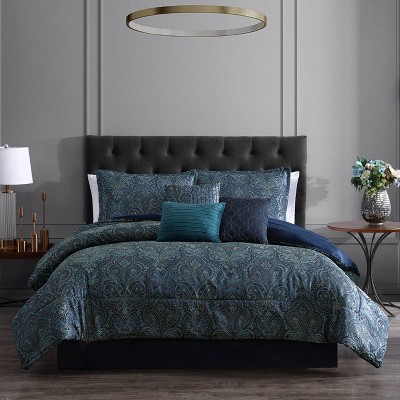 teal and black bedding