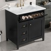 MAYEERTY 36" Bathroom Vanity with Sink Blue Gray MDF Rubberwood 3 Drawers Adjustable Shelf Freestanding - 3 of 4
