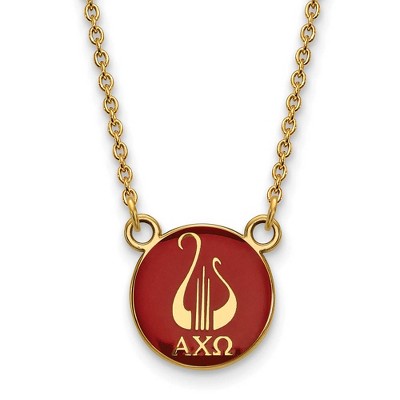 Black Bow Jewelry 14k Yellow Gold Plated Sterling Silver Alpha Chi Omega Greek Life Necklace 18 Inch