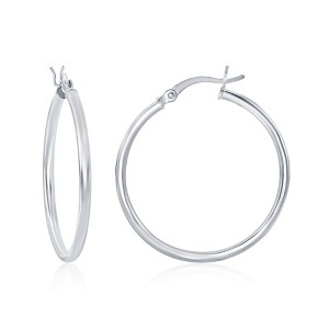 Bella Silver Sterling Silver 2x30mm High-Polished Hoop Earrings - Silver - 1 of 2